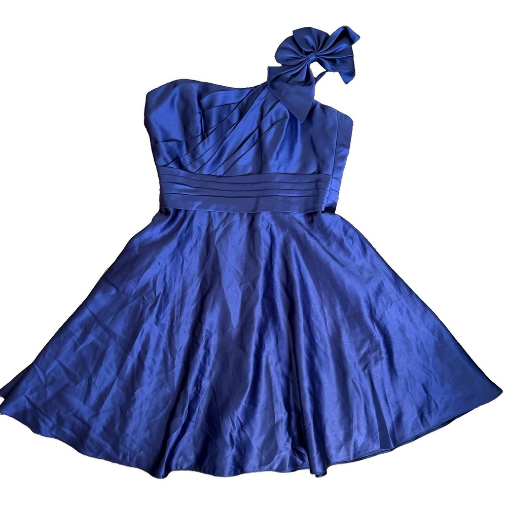 Allure Bridal's Cocktail Dress Bridesmaid Dress Purple Short Satin Flowy Size 16